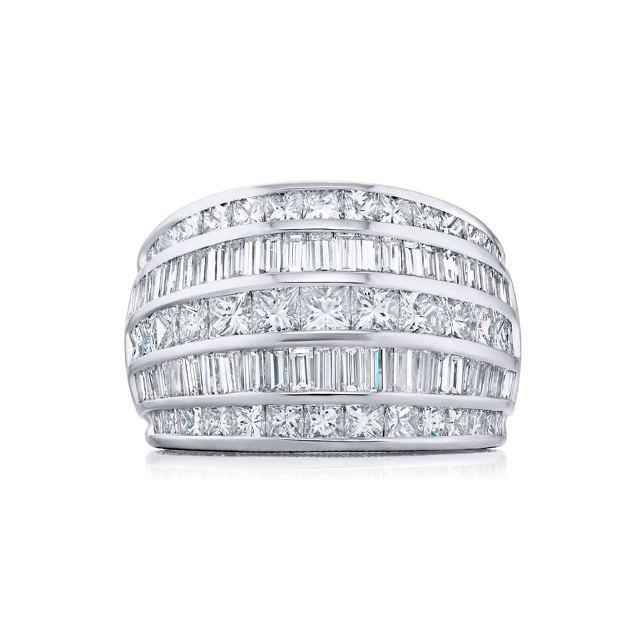 Platinum Princess-Cut Diamond Five-Row Channel Set Band