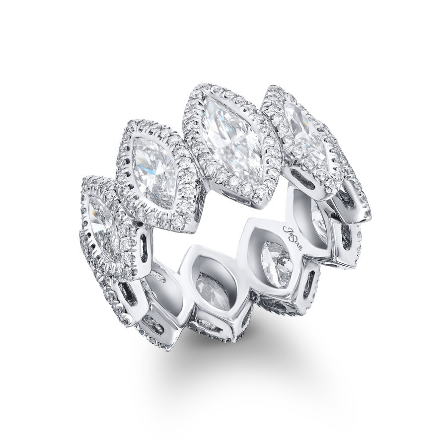 Platinum Marquise Diamond Micro Pave Eternity Band