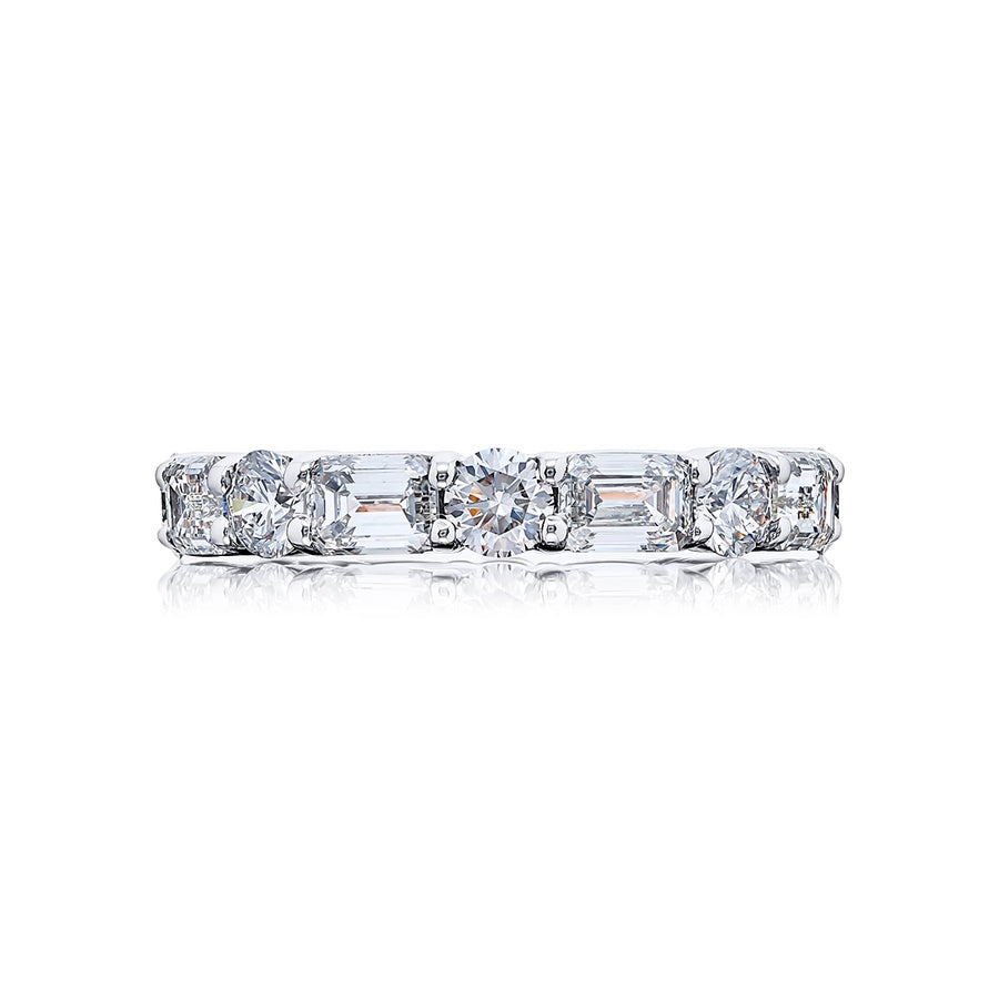 Platinum Emerald-Cut and Round Diamond Eternity Band