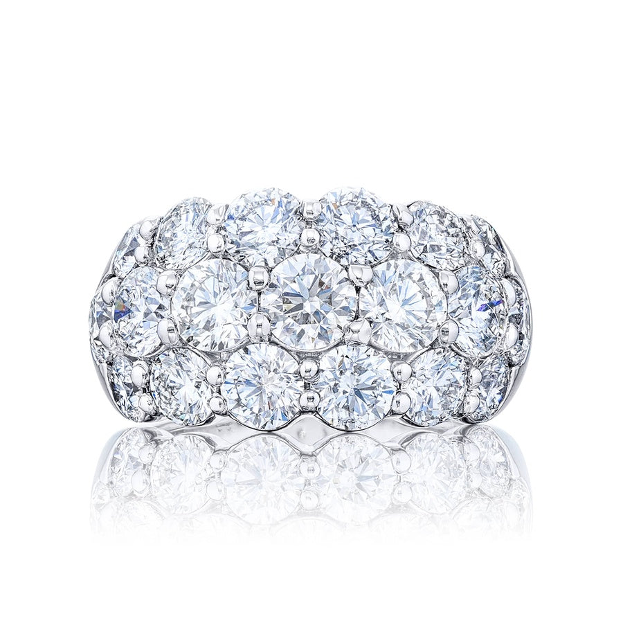 Platinum Round Diamond Three-Row Band
