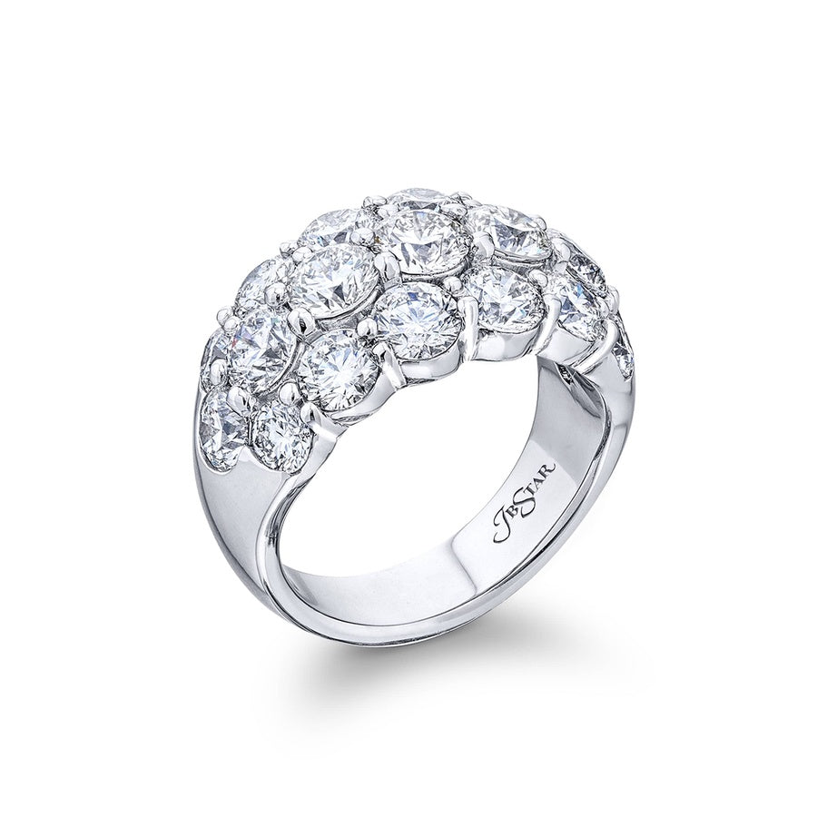 Platinum Round Diamond Three-Row Band