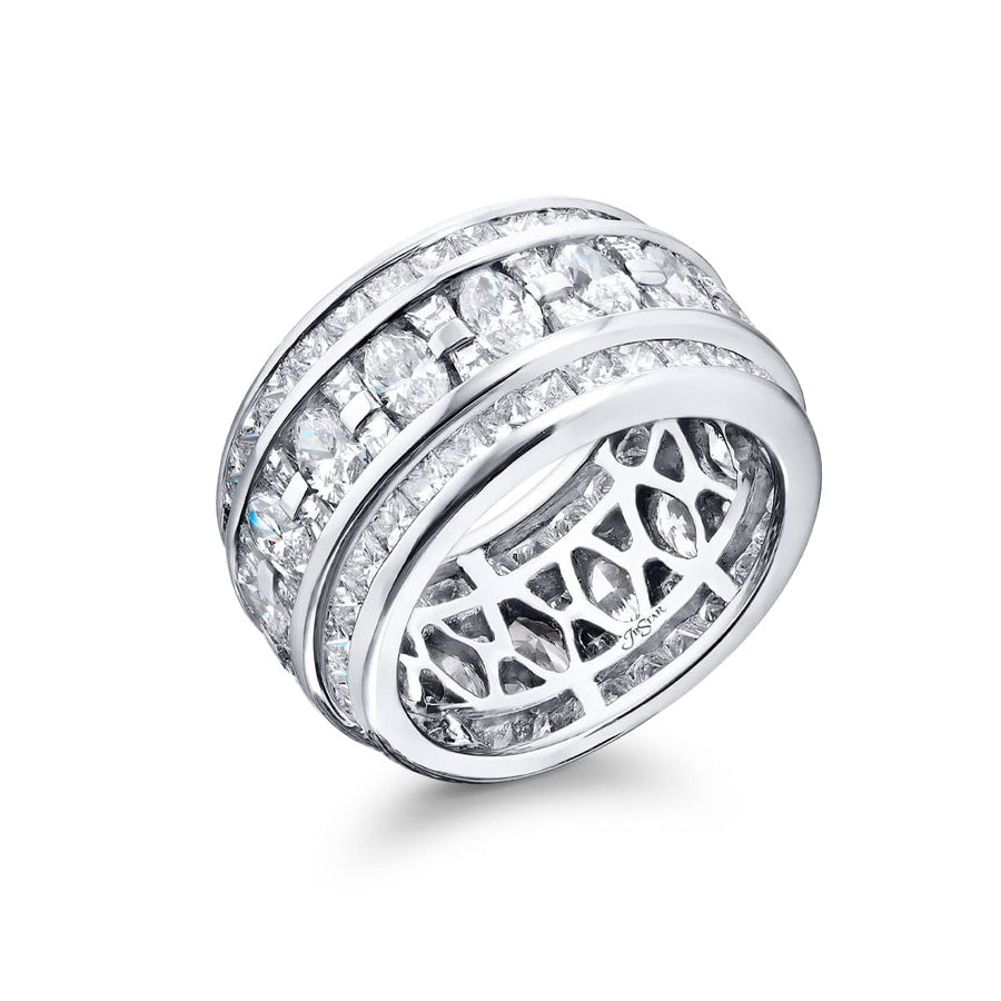 Platinum Marquise Diamond Three-Row Channel Set Eternity Band