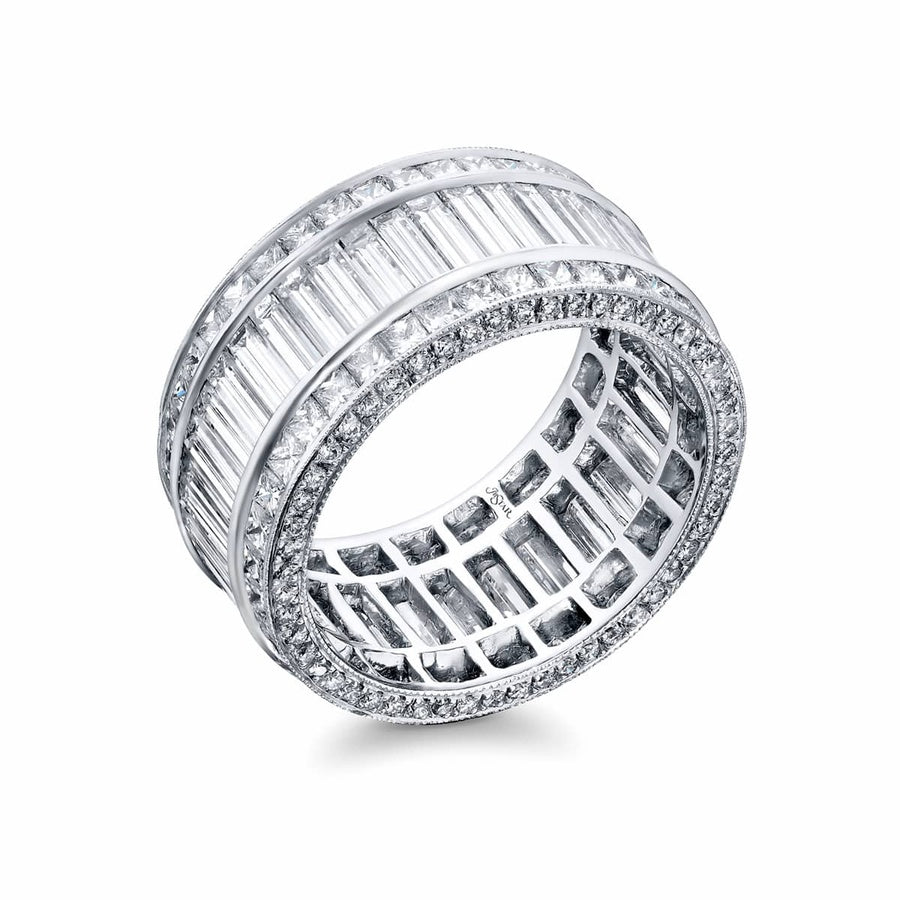 Platinum Straight Baguette Diamond Channel Set Eternity Band