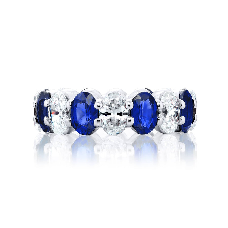 Platinum Oval Sapphire Eternity Band