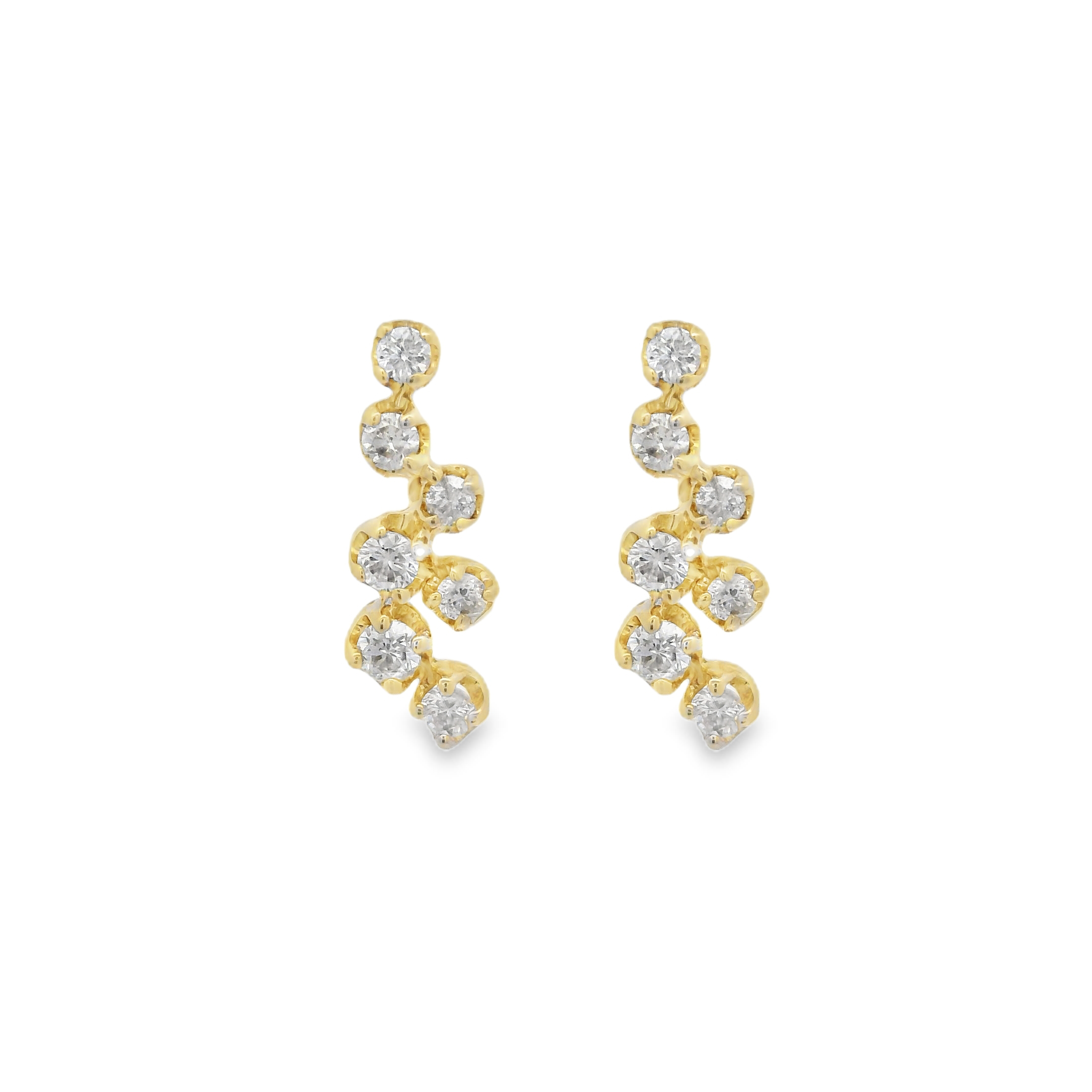 Round Diamond Connecting Stud Earrings