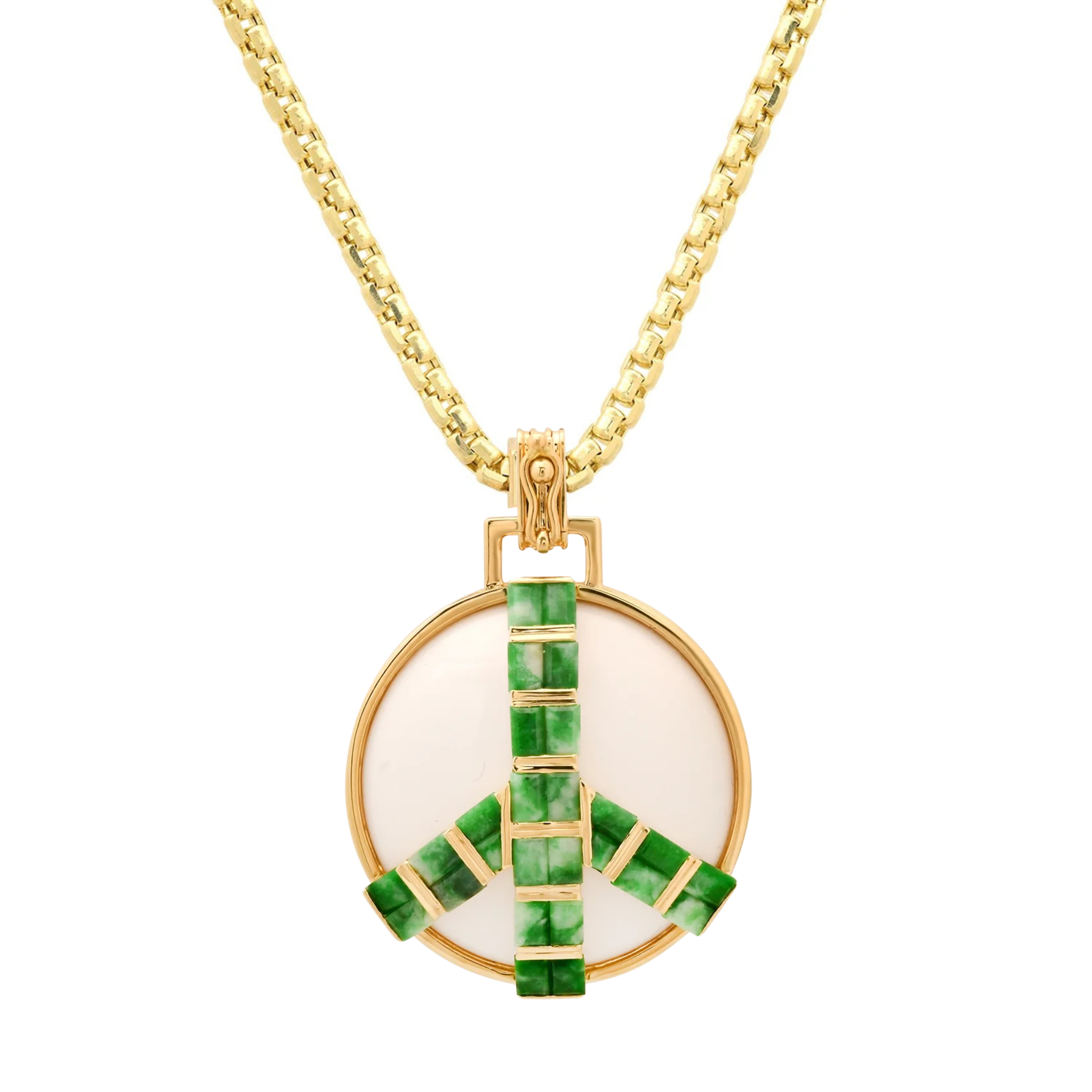 Midsize Peace Pendant in White Onyx and Jade Albite