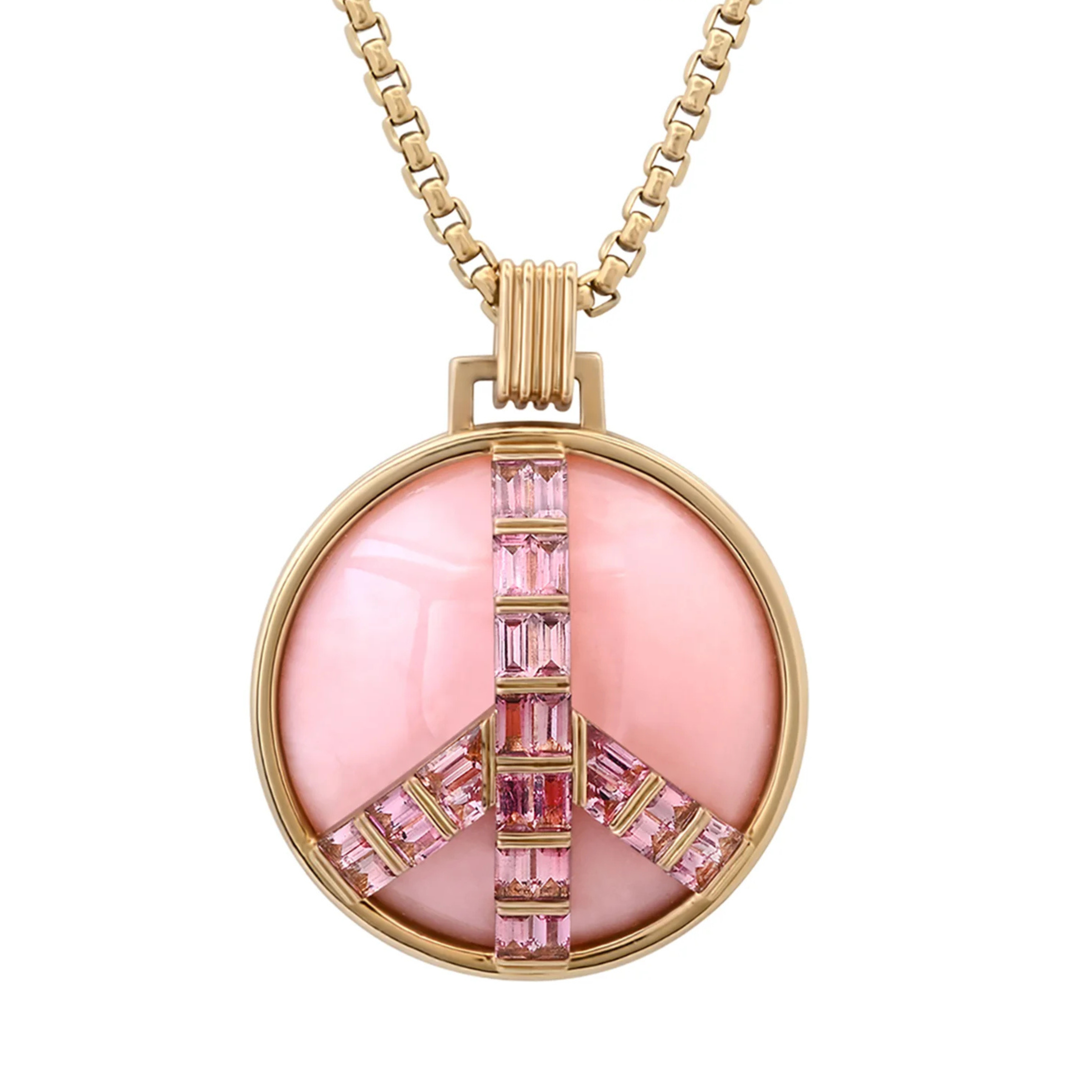 Grandsize Peace Necklace in Pink Opal and Pink Tourmaline