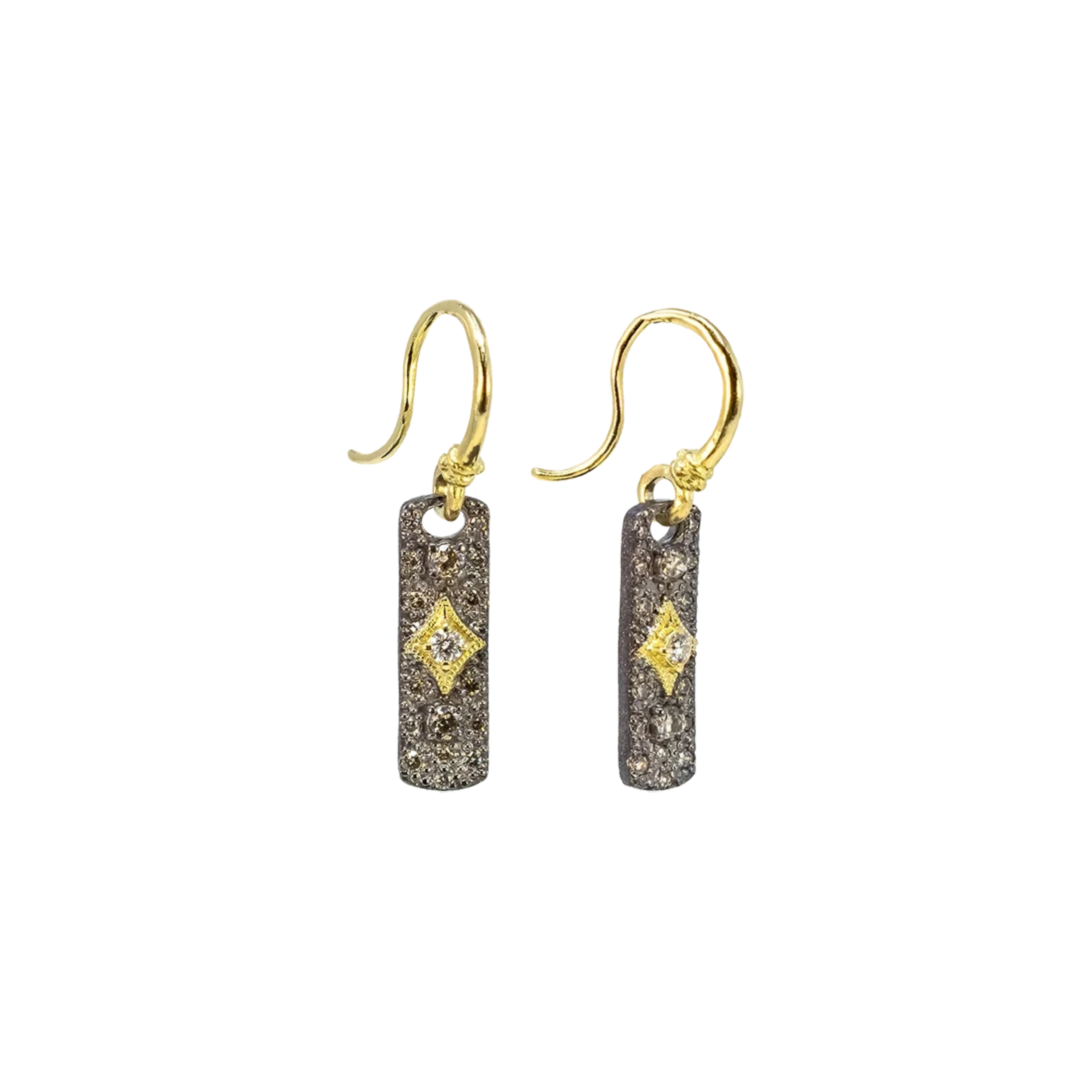 White and Champagne Diamond Drop Earrings