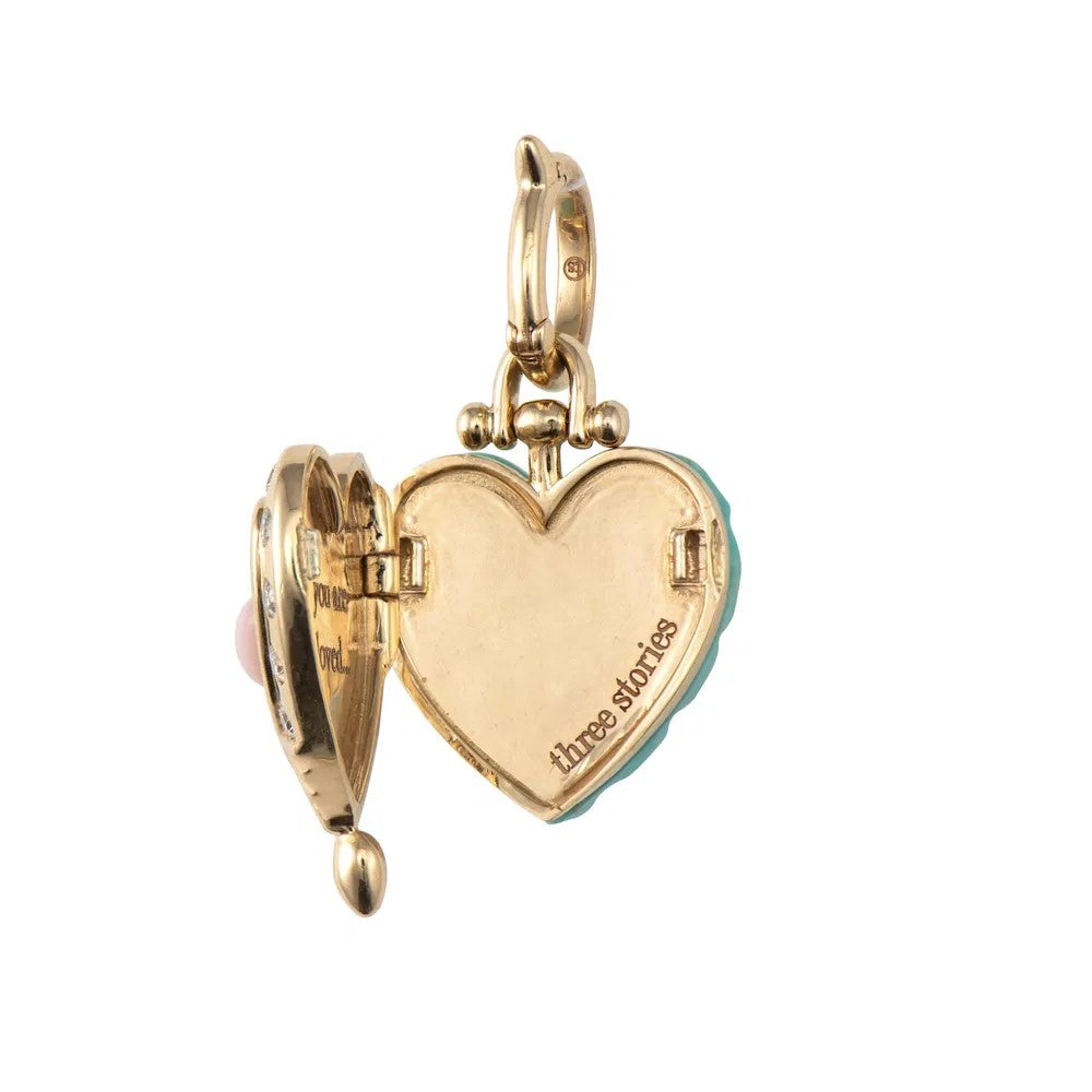 Double Sided Carved Turquoise You Are Loved Locket