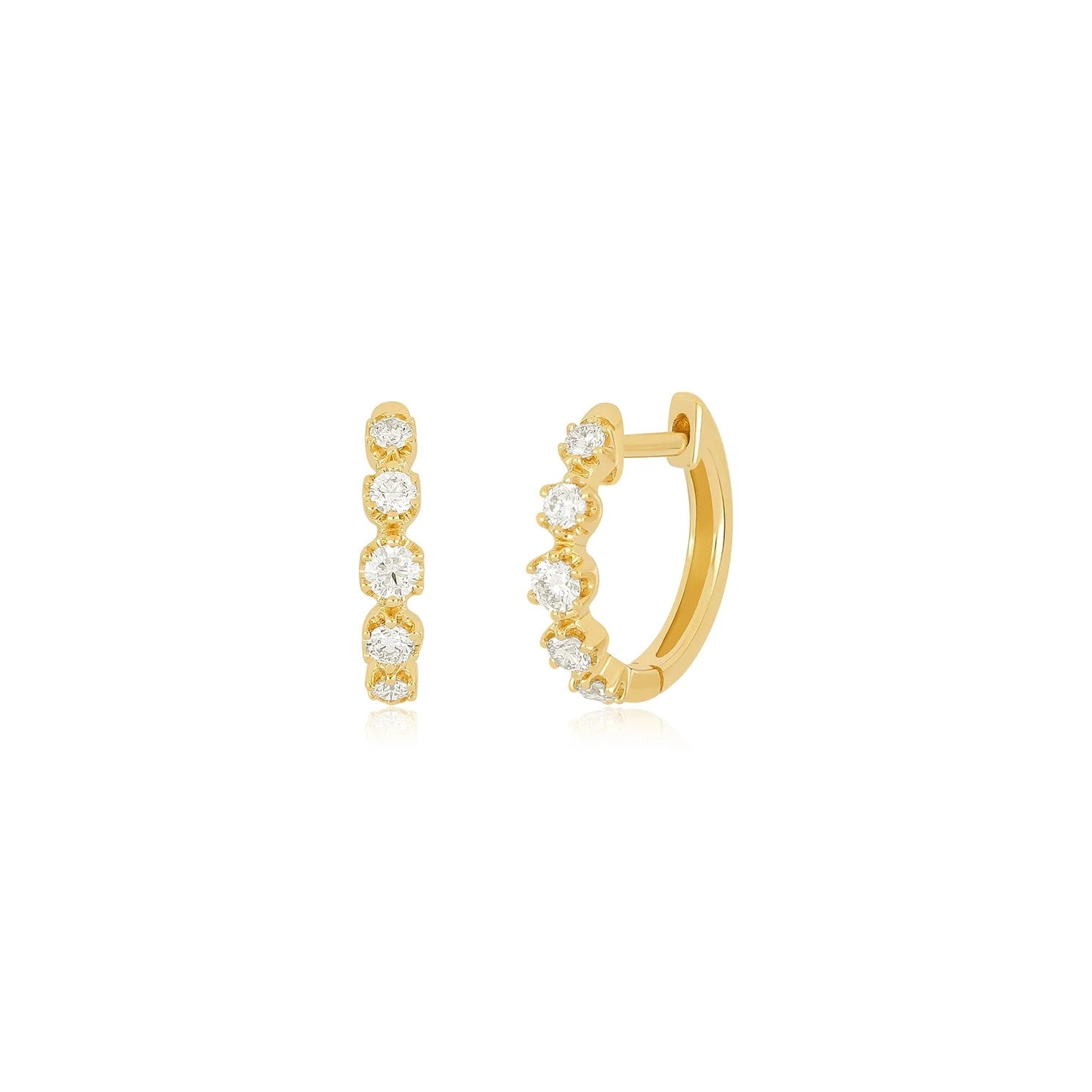 Diamond Crown Huggie Earrings