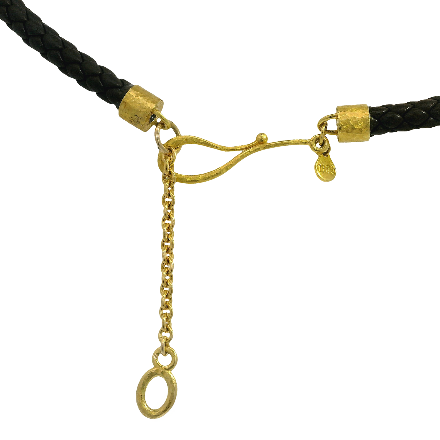 Hammered Clasp Leather Cord Necklace
