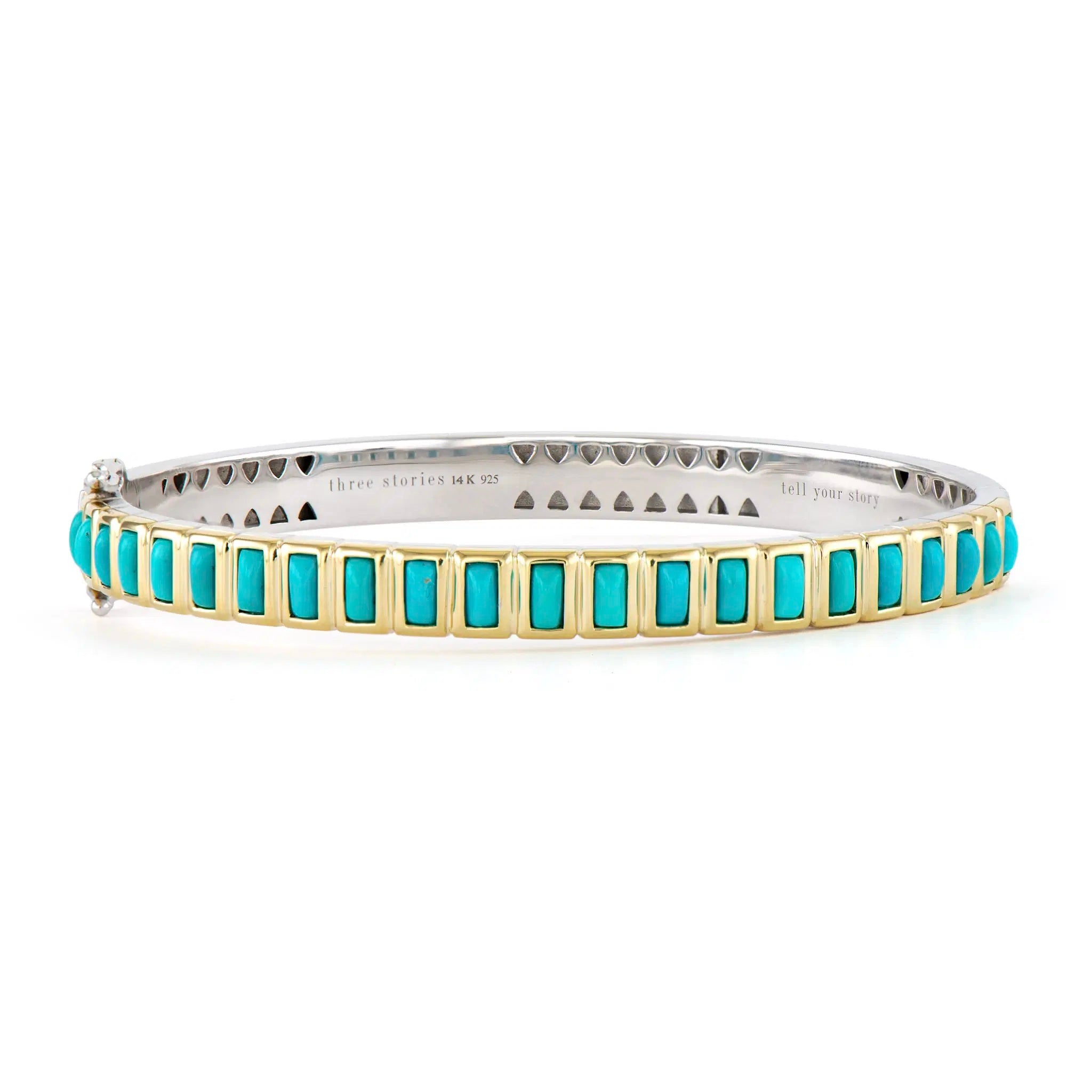 Ruffled Two-Toned Baguette Turquoise Bangle