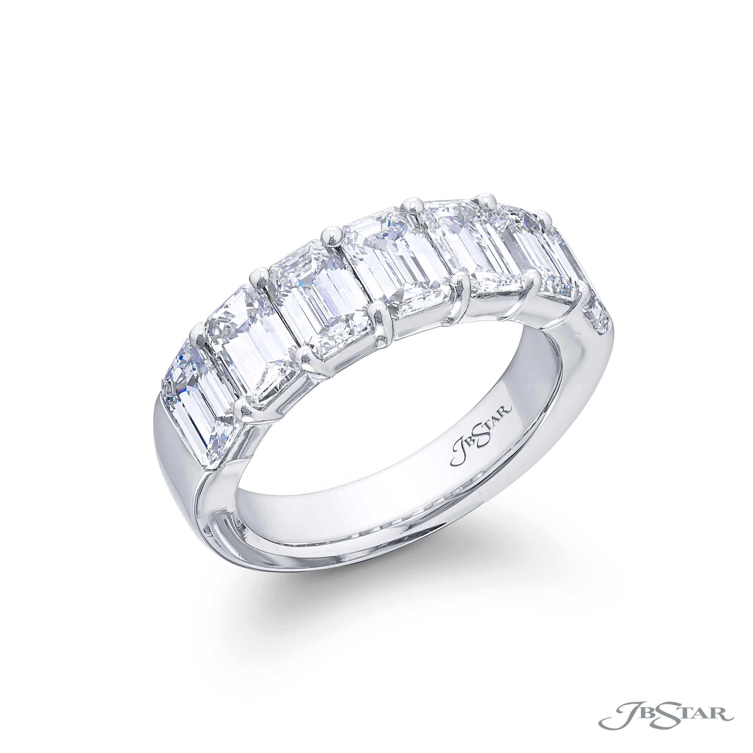 Shared Prong Emerald Cut Diamond Band