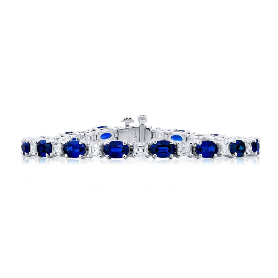 Platinum Oval Sapphire and Diamond Bracelet
