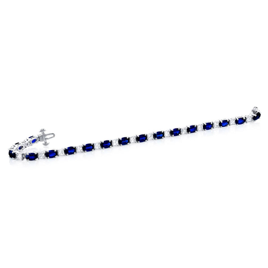 Platinum Oval Sapphire and Diamond Bracelet