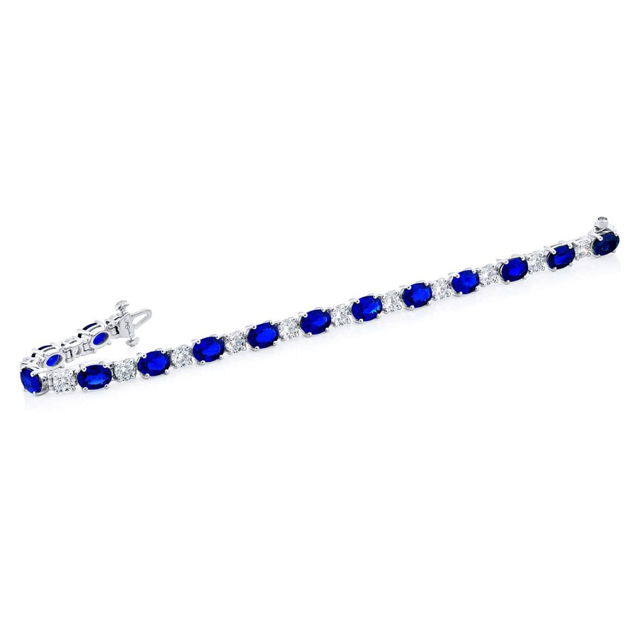 Platinum Oval Sapphire and Diamond Bracelet