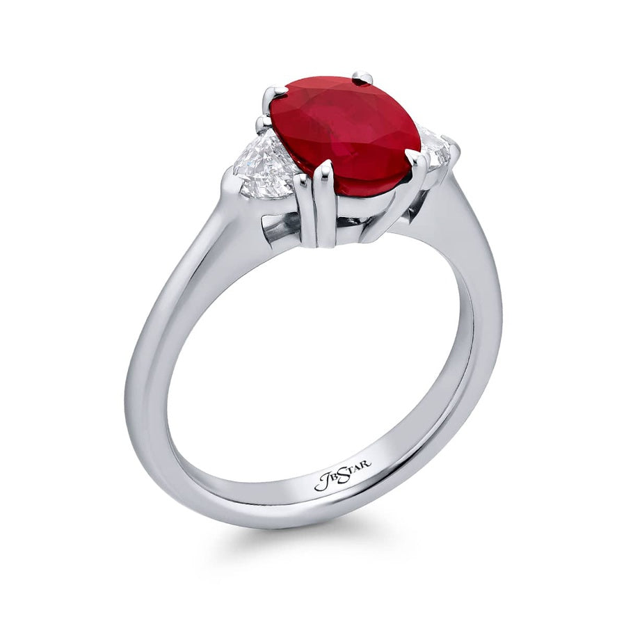 Platinum Oval Burmese Vivid Ruby Certified Ring