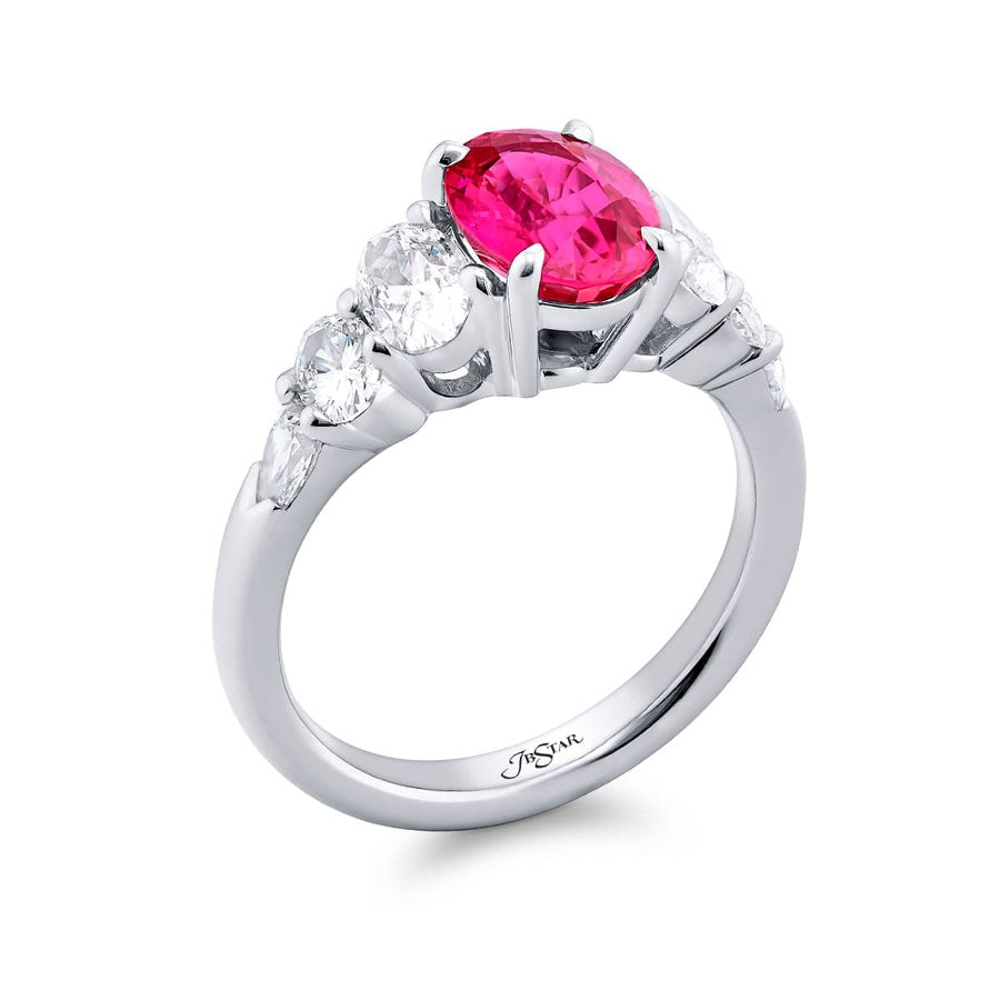 Platinum Oval No-Heat Pink Sapphire Certified Ring