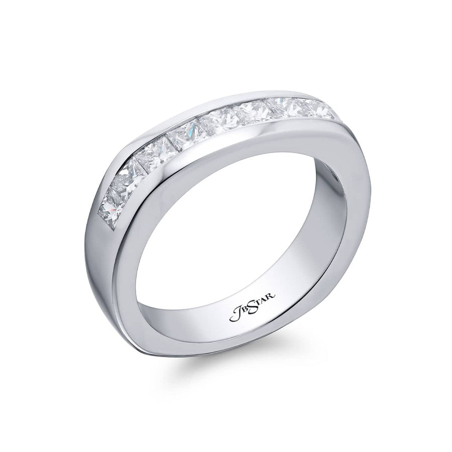 Platinum Princess-Cut Diamond Single-Row Channel Set Men's Wedding Band