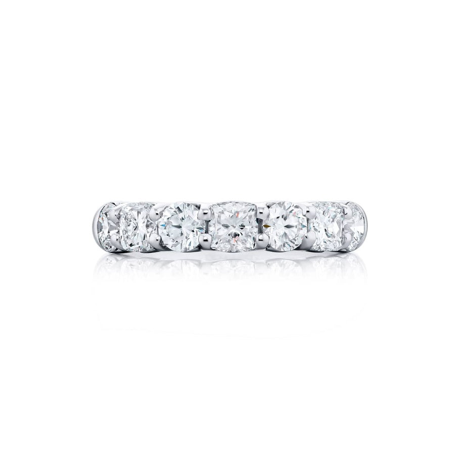 Platinum Cushion-Cut and Round Diamond Single-Row Band