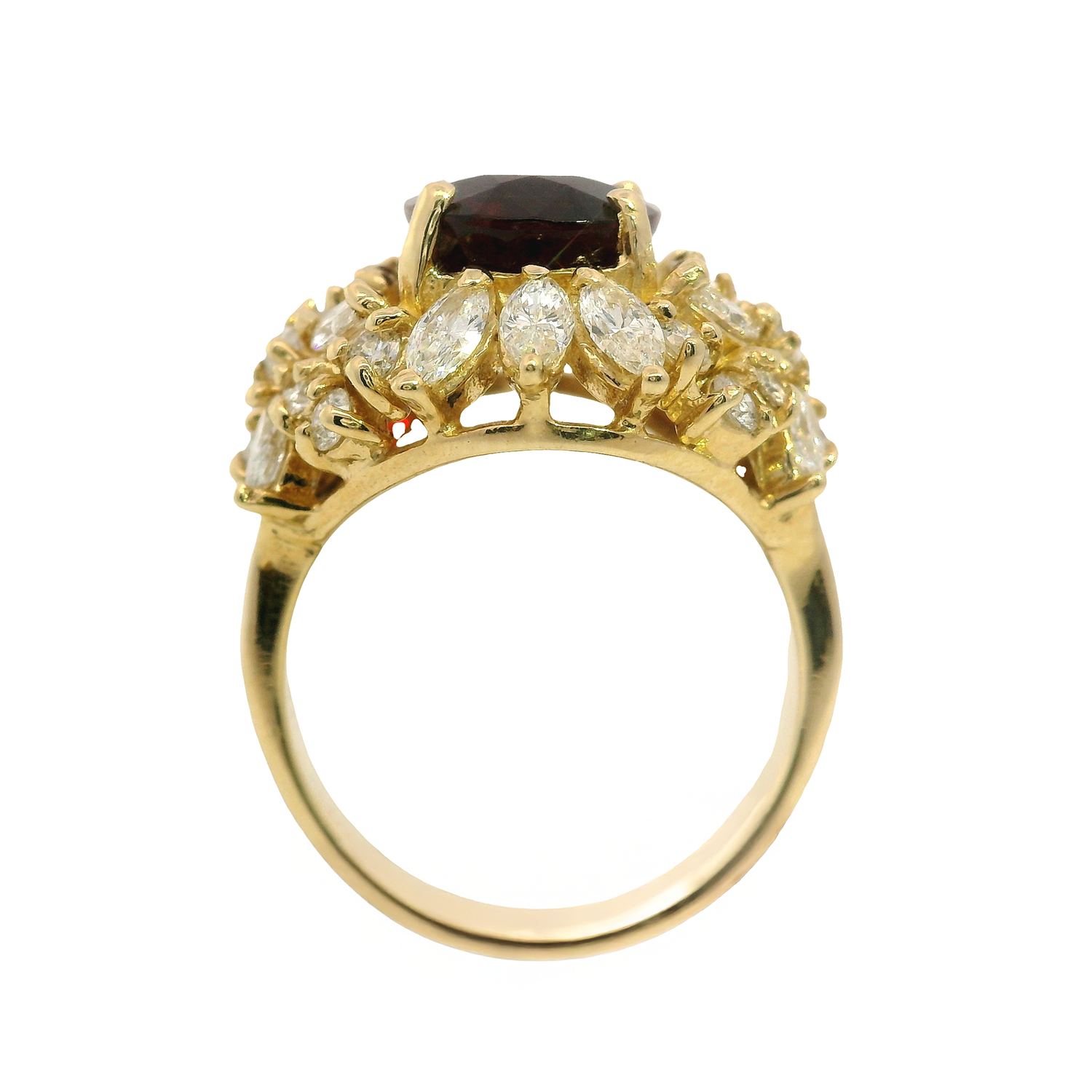 Rubellite Tourmaline and Diamond Floral Ring