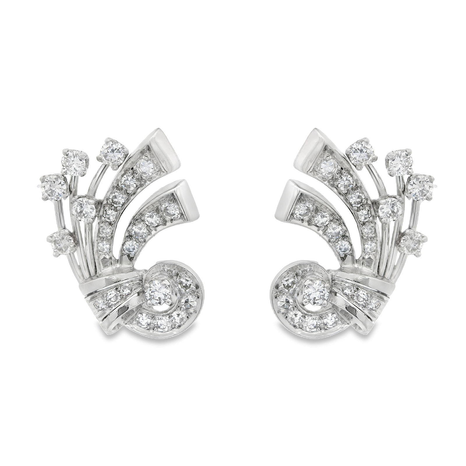 Mid-Century Diamond Ribbon Earrings