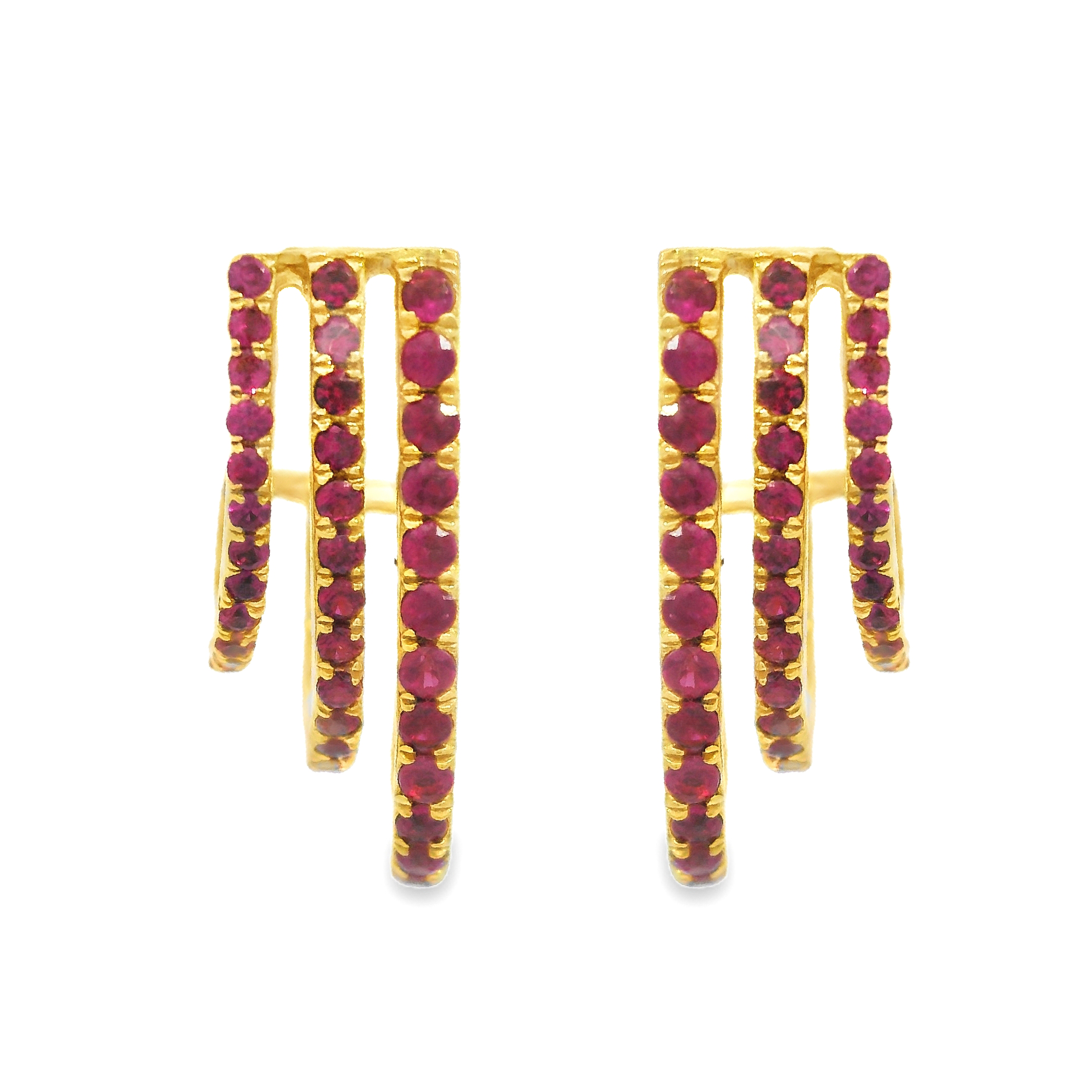 Pavé Ruby Layered Hoop Earrings