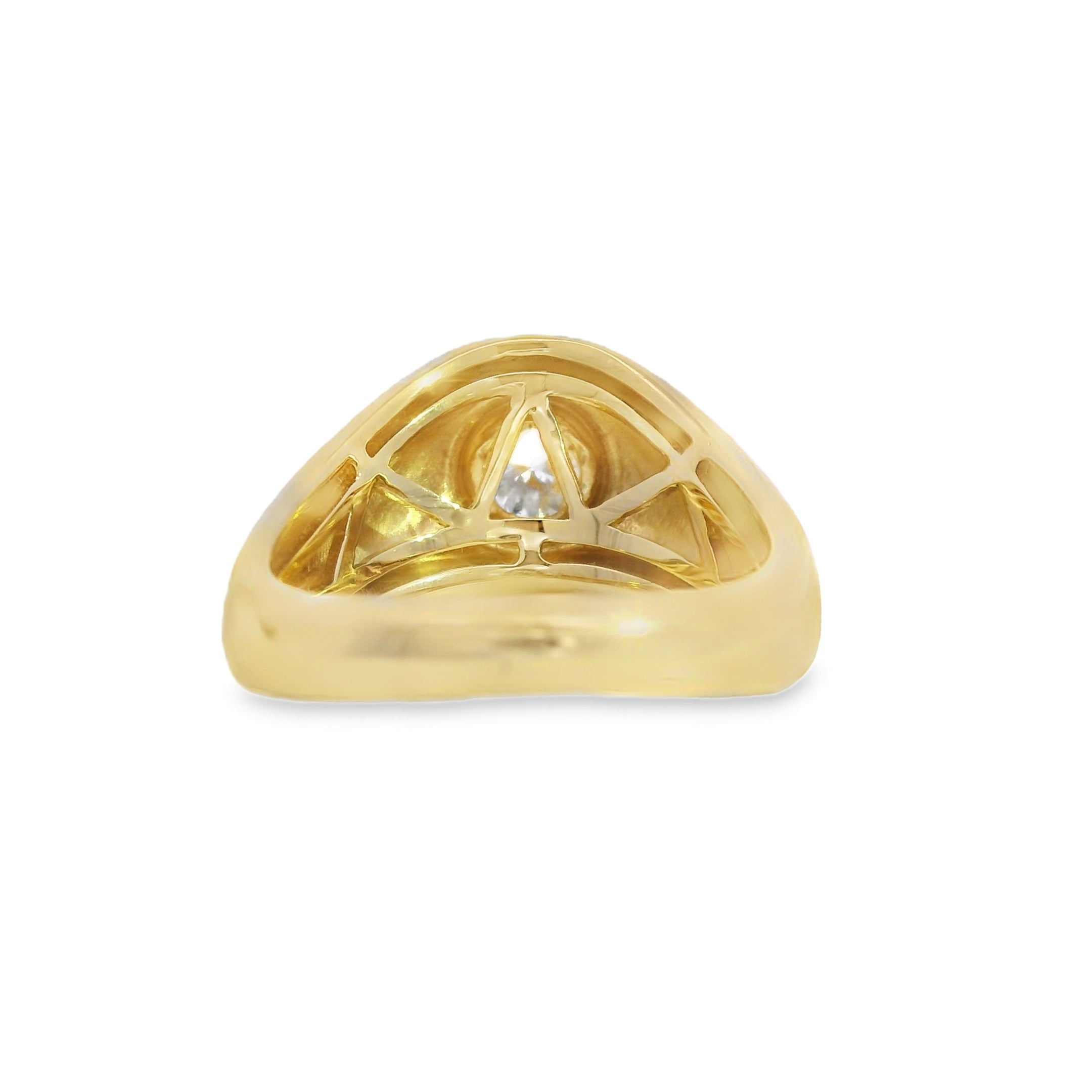 Curved Dome Ring with Solitaire Bezel Round Diamond
