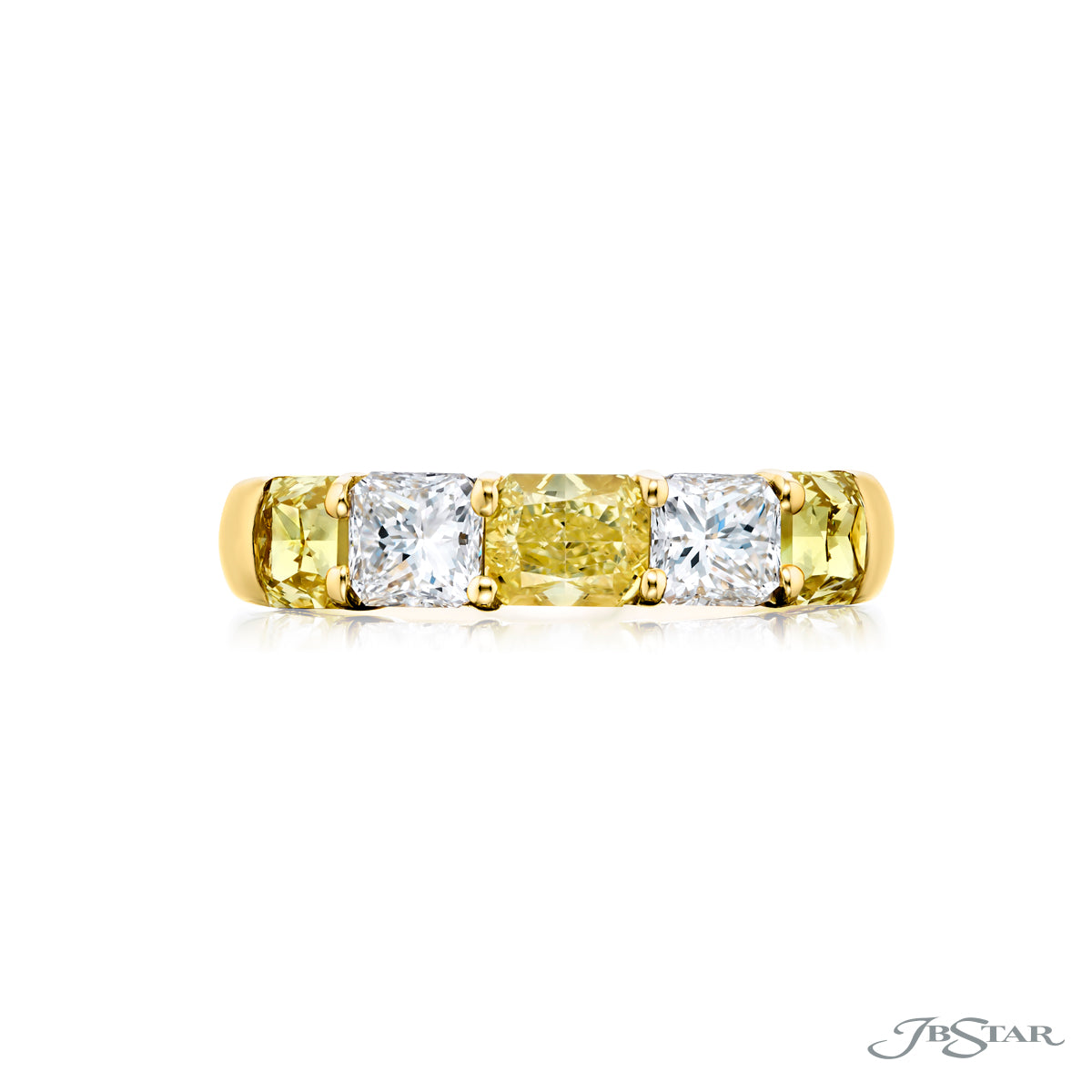 Gold and Platinum Radiant Yellow and White Diamond Band