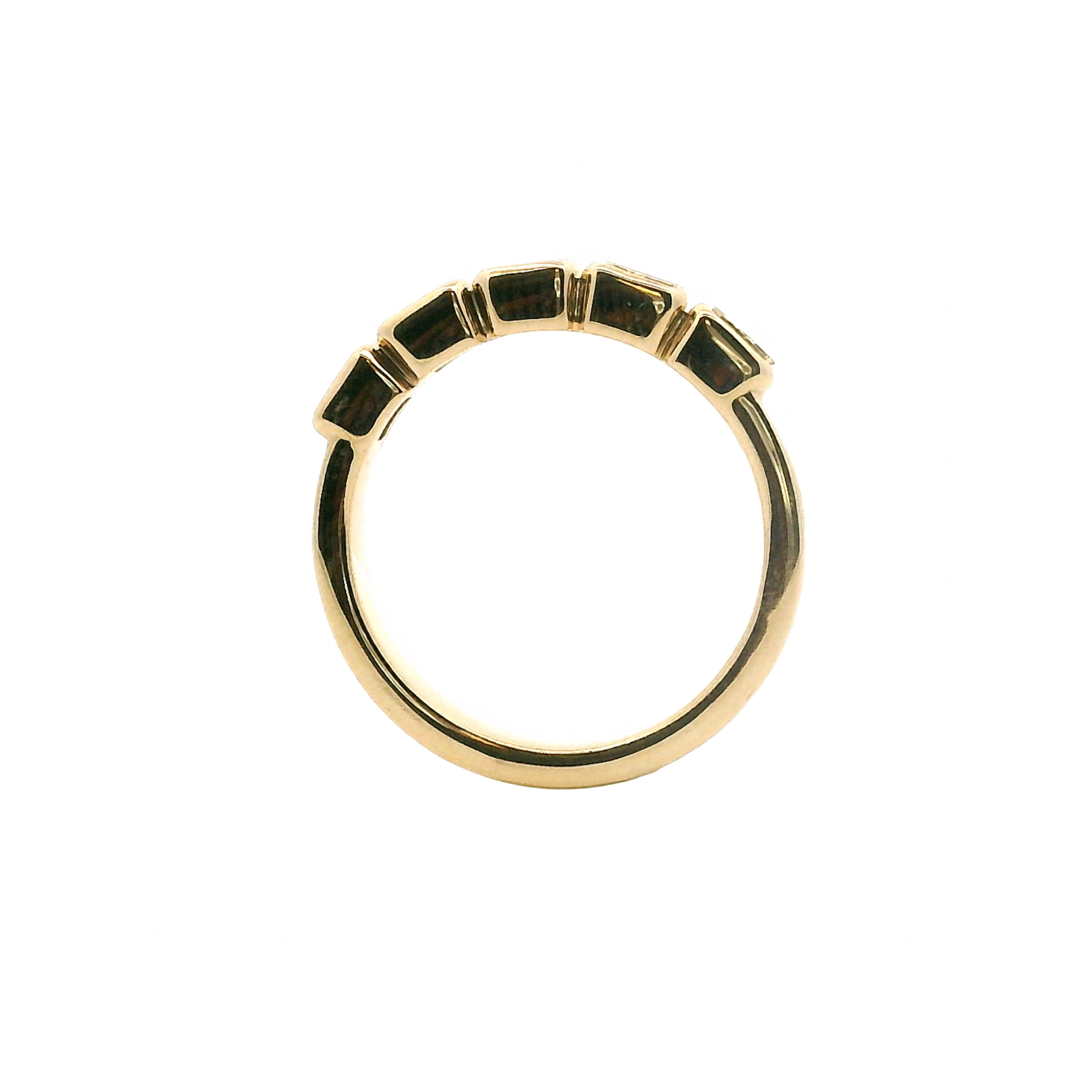 East-West Bezel Emerald Cut Diamond Five Stone Band
