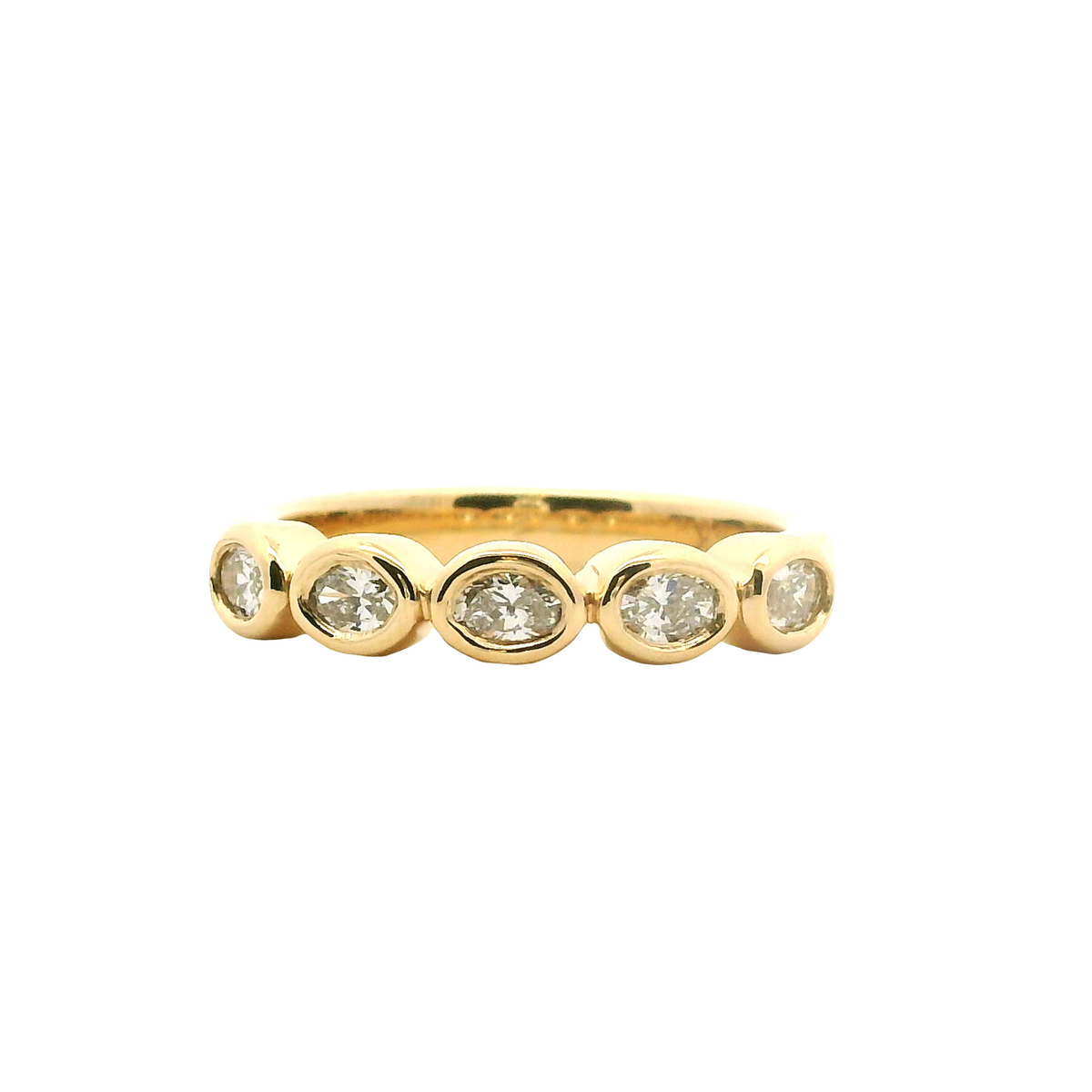 East-West Bezel Oval Diamond Five Stone Band