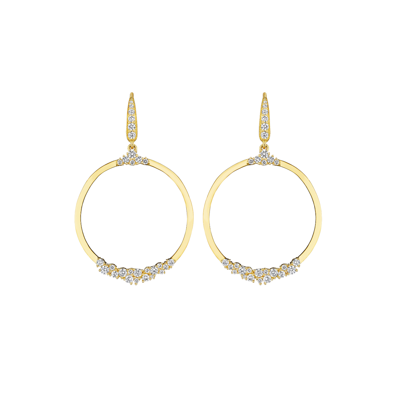 Large Open Diamond Accent Round Earrings