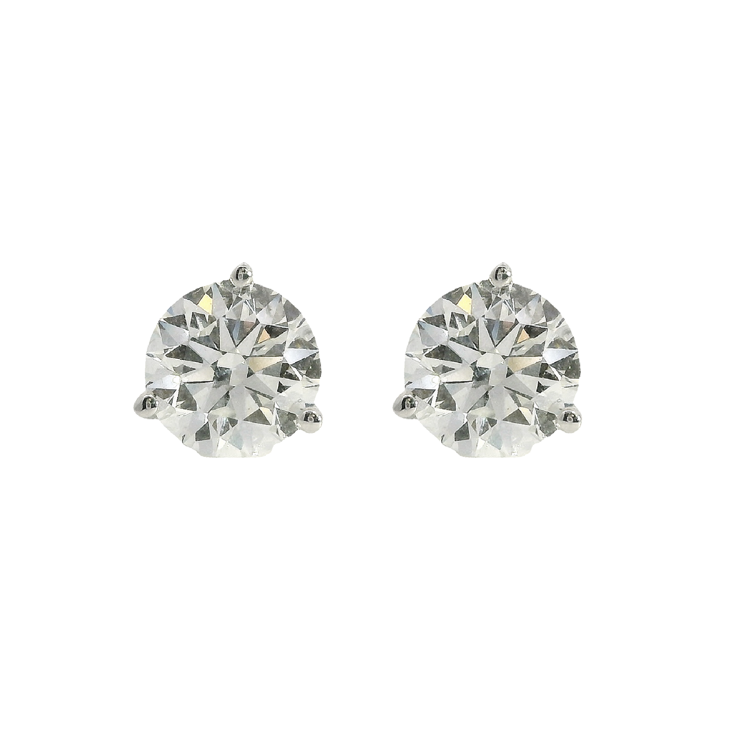 3.03ctw Round Diamond Stud Earrings