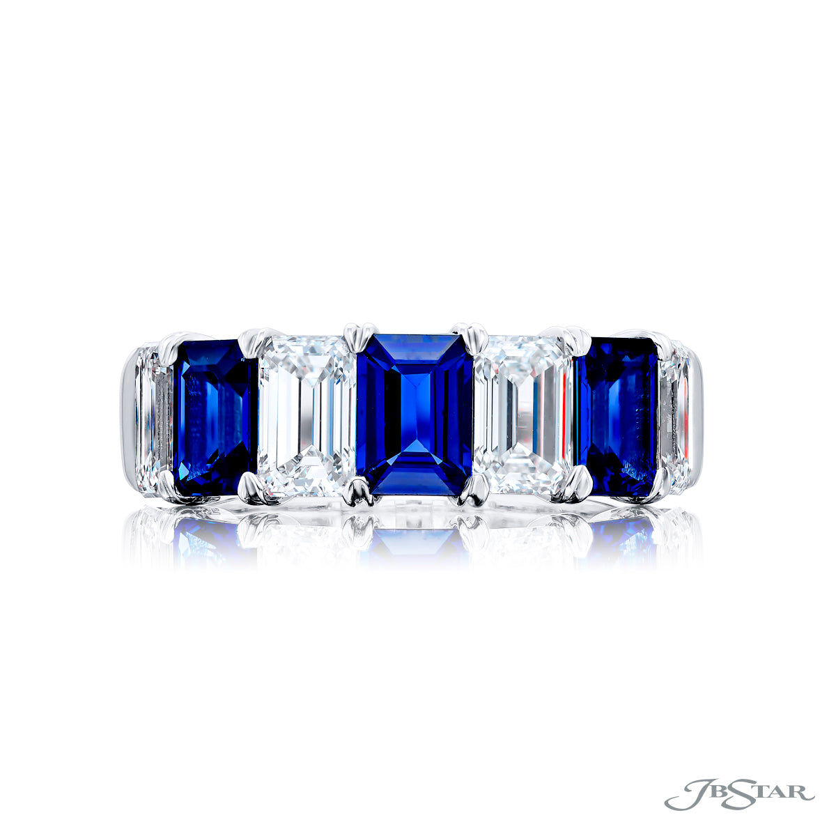 Emerald Cut Sapphire and Diamond Band