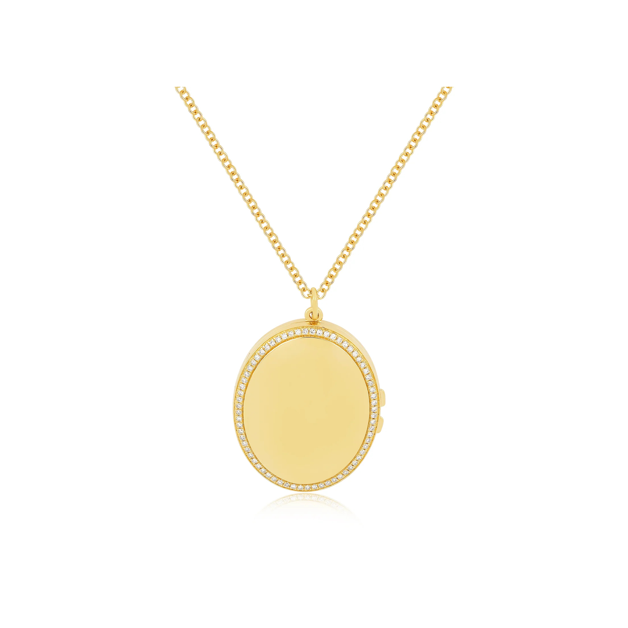 Gold and Diamond Oval Locket Necklace