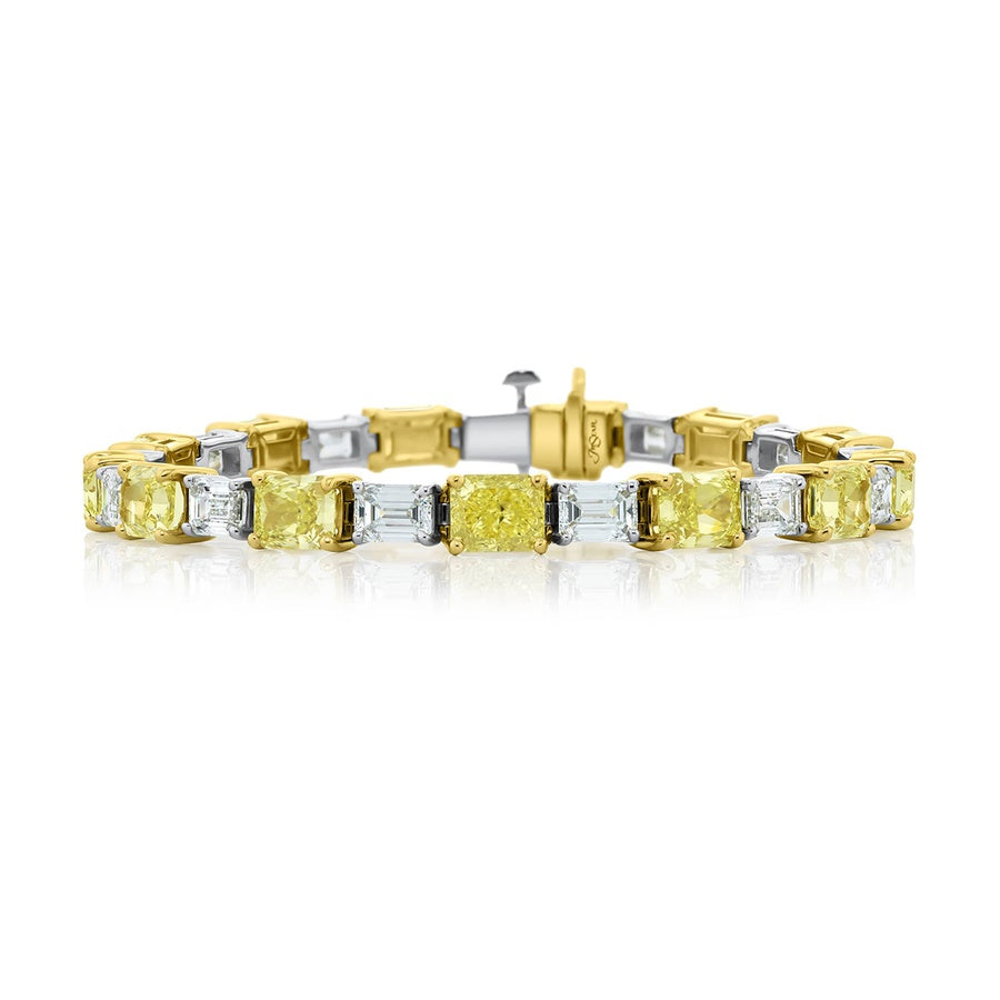 18KY Gold and Platinum Radiant-Cut Fancy Yellow Diamond Bracelet