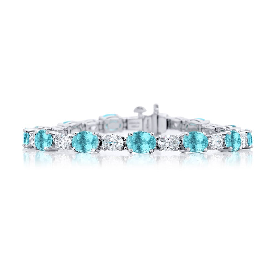 Platinum Oval Paraiba Certified Bracelet