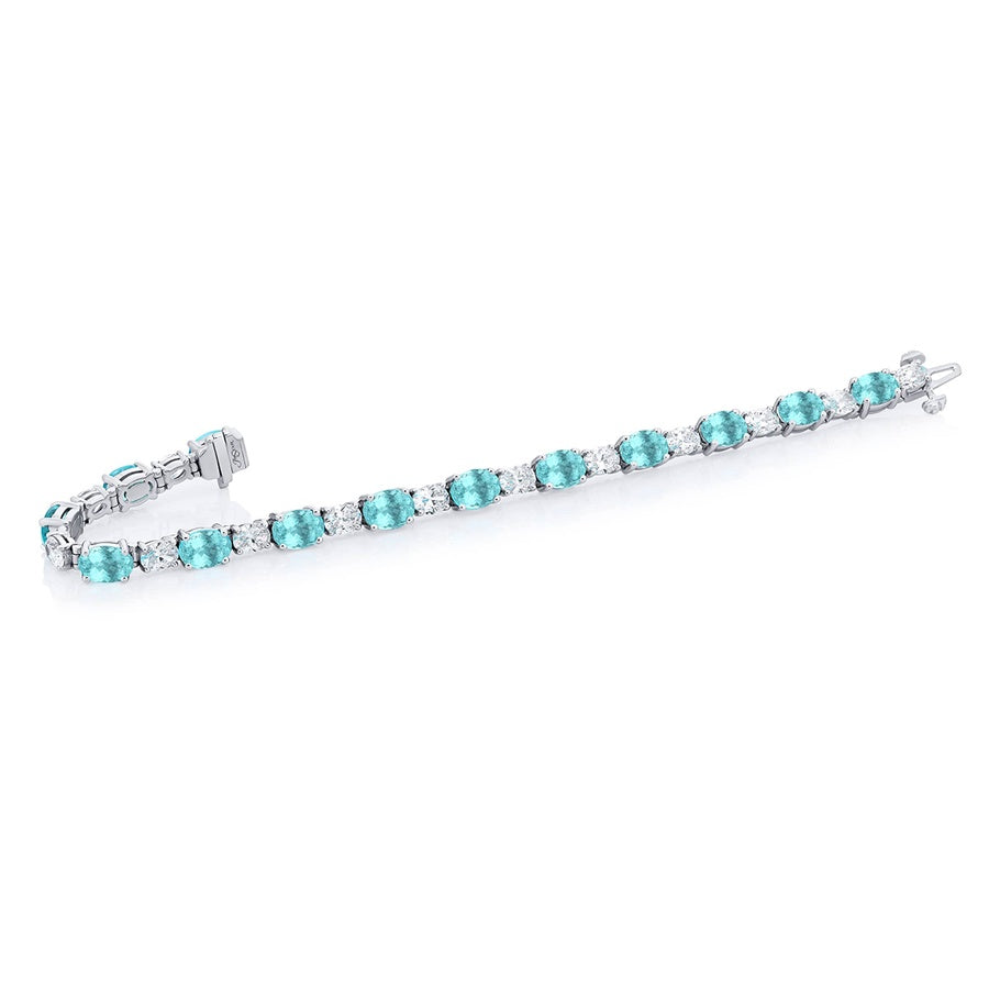 Platinum Oval Paraiba Certified Bracelet
