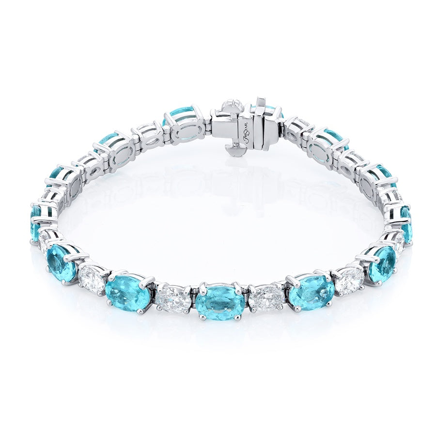 Platinum Oval Paraiba Certified Bracelet