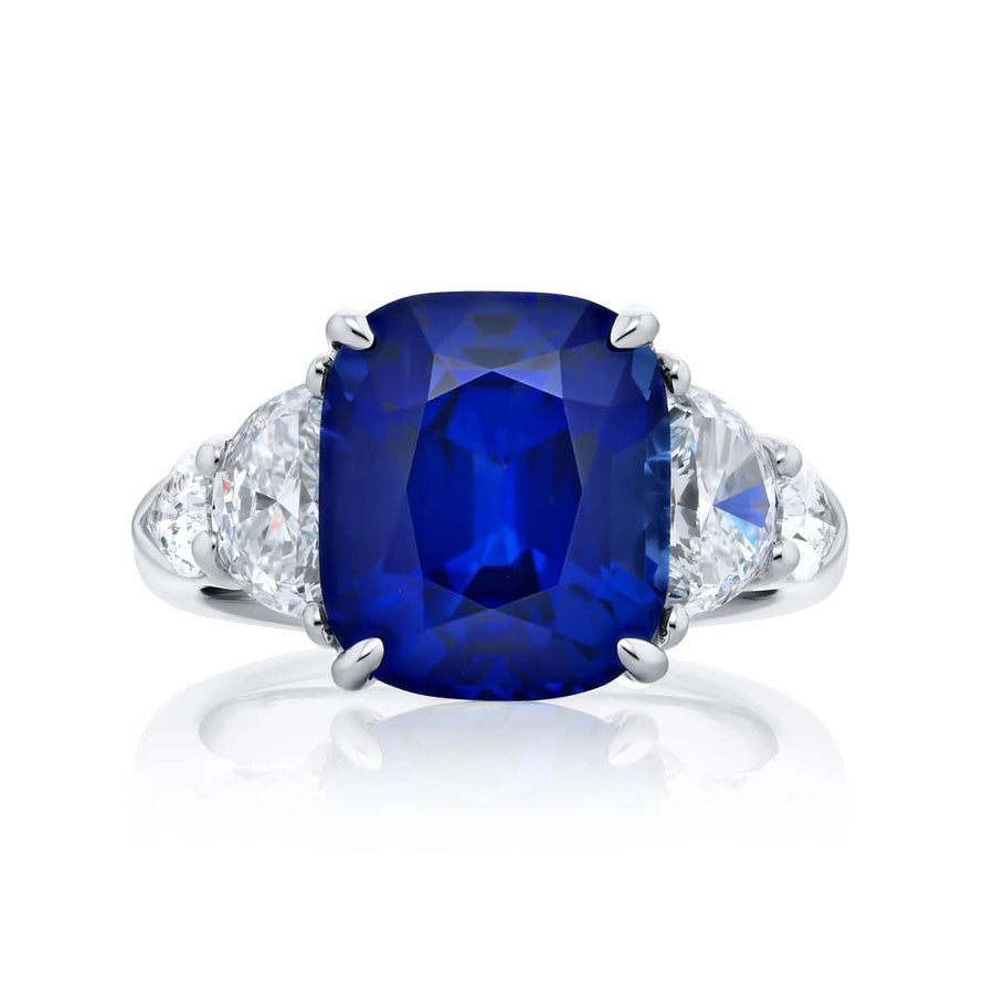 Platinum Cushion-Cut Sri Lankan Sapphire Certified Ring