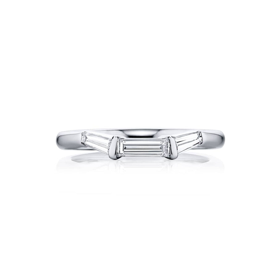 Platinum Straight Baguette Diamond Single-Row Channel Set East-West Band