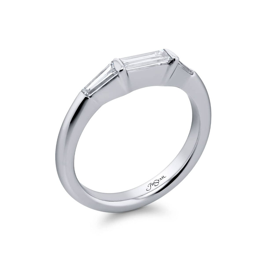 Platinum Straight Baguette Diamond Single-Row Channel Set East-West Band