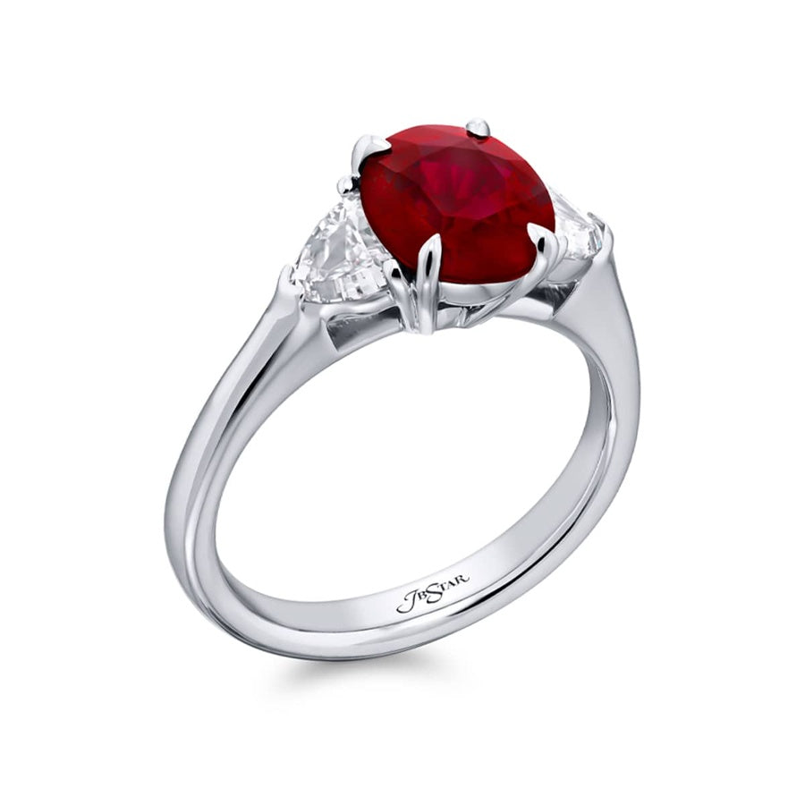 Platinum Oval Pigeon Blood Ruby Certified Ring
