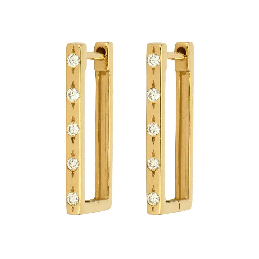 Classic Metal Set Diamond Rectangular Hoops