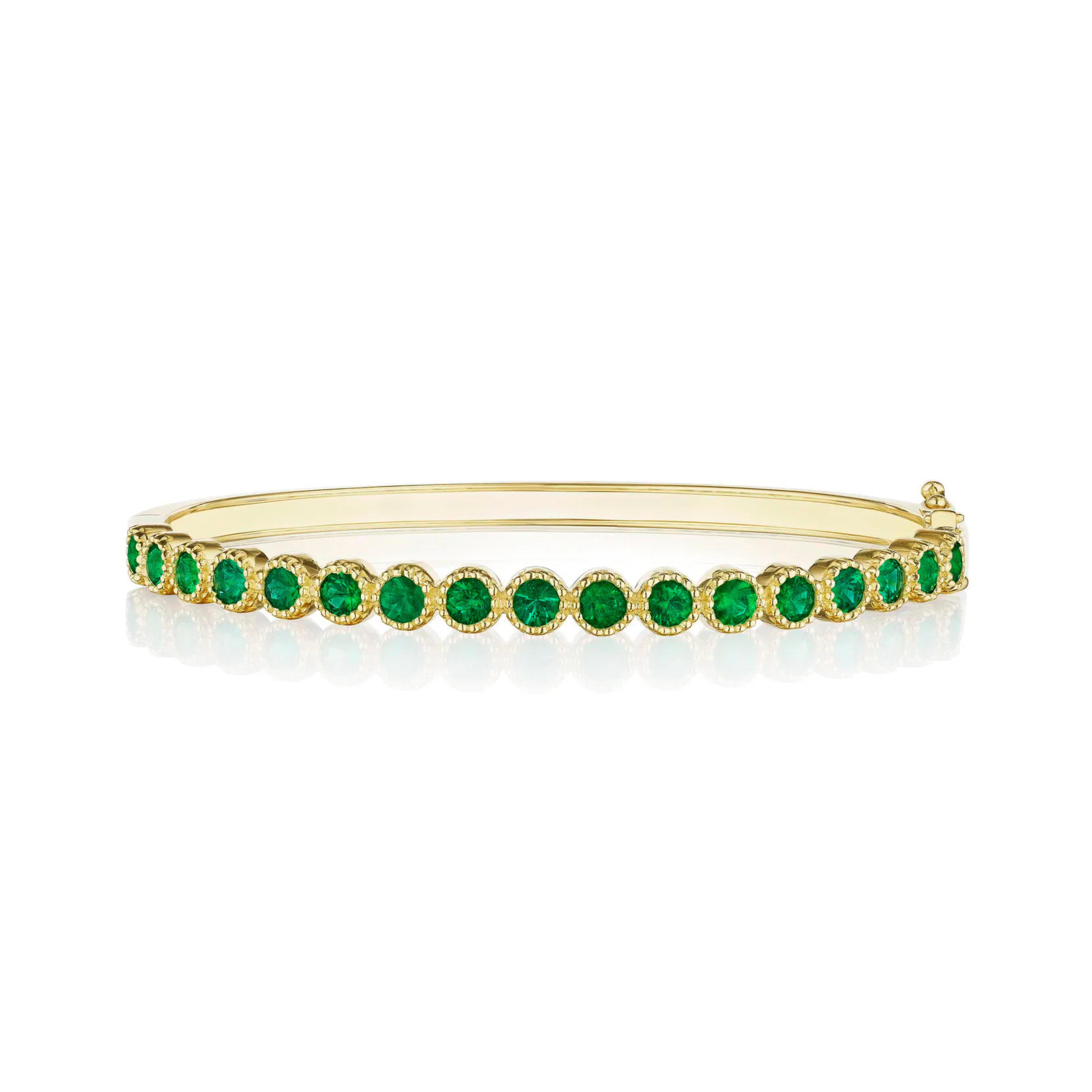 Round Emerald Bezel Bangle