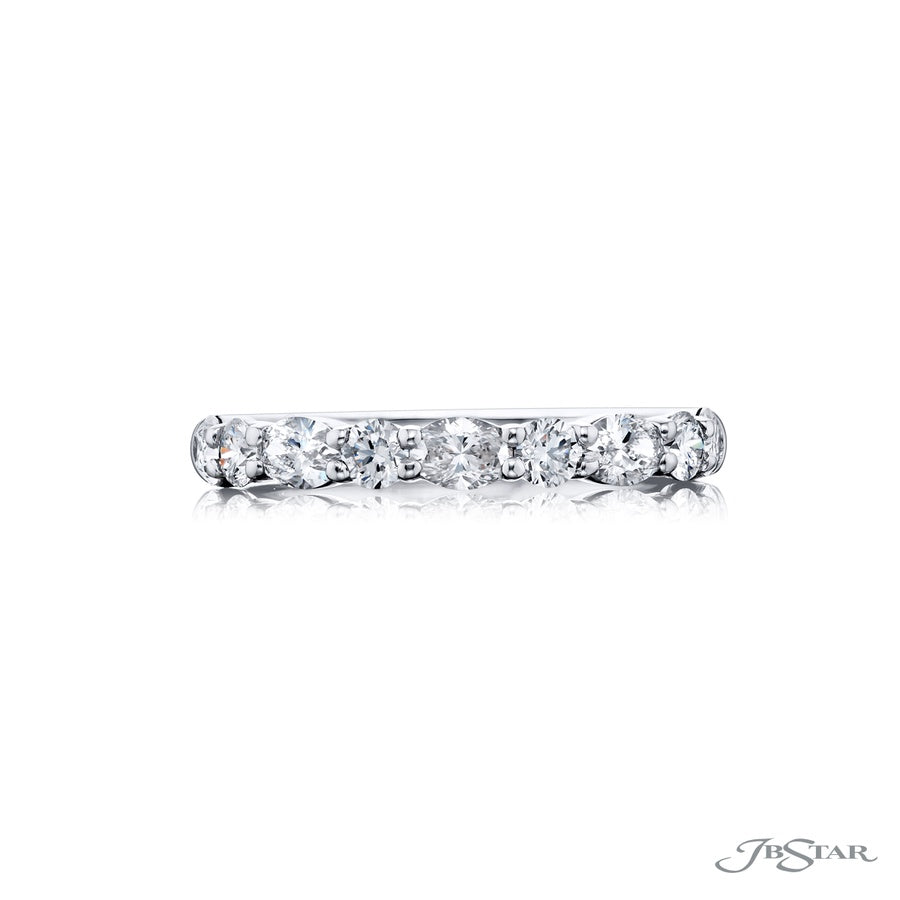 Platinum Oval and Round Diamond Single-Row East-West Band