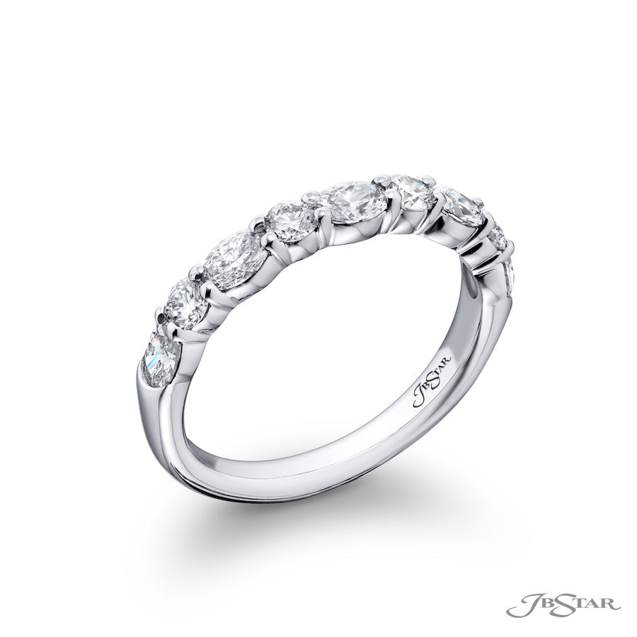 Platinum Oval and Round Diamond Single-Row East-West Band