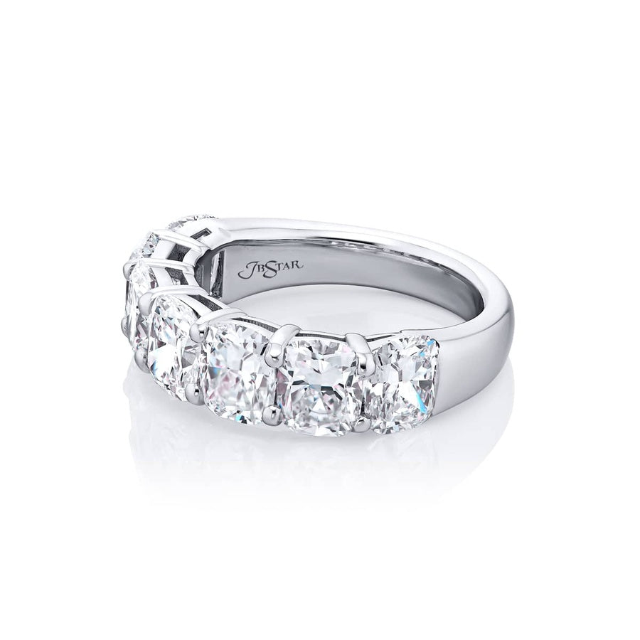 Platinum Cushion-Cut Diamond Single-Row GIA Certified Band