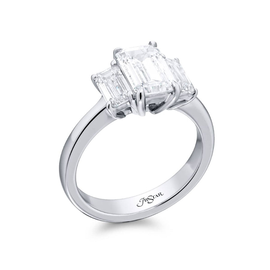 Platinum Emerald-Cut Diamond GIA Certified Engagement Ring