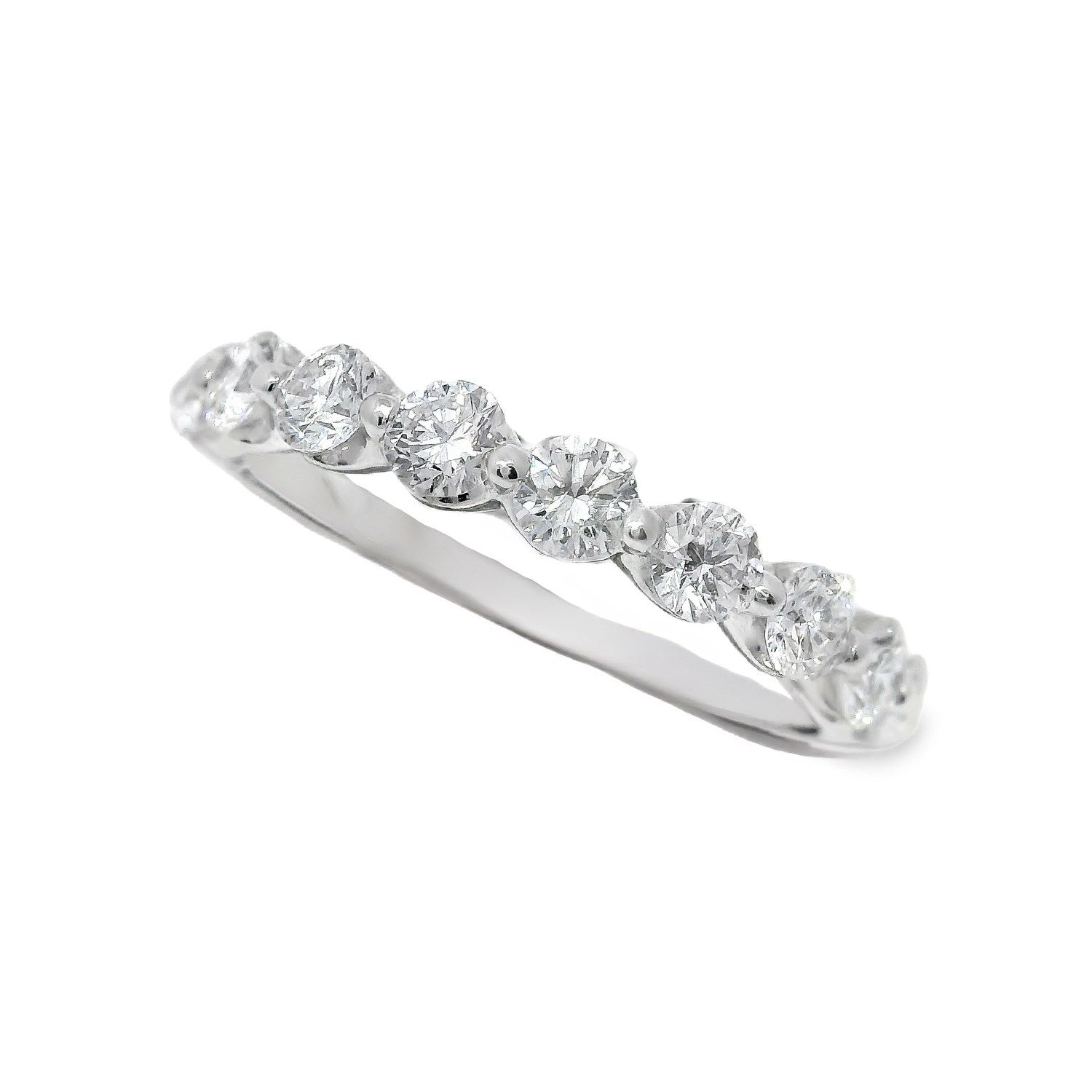 Shared Single Prong Round Brilliant Diamond Anniversary Band